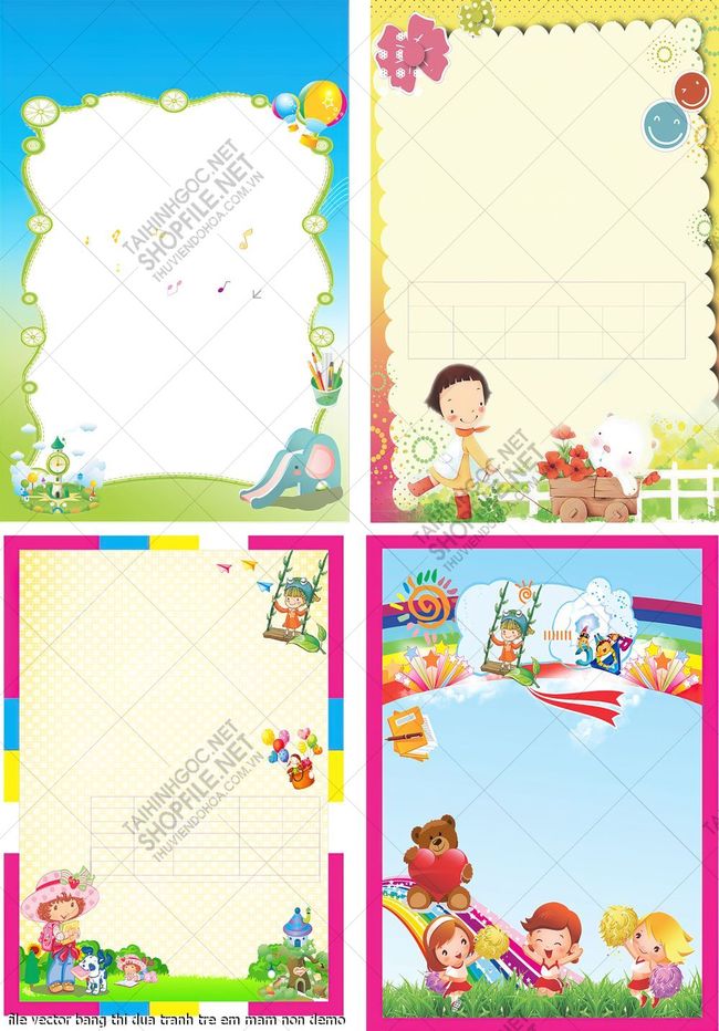 file vector bang thi dua tranh tre em mam non